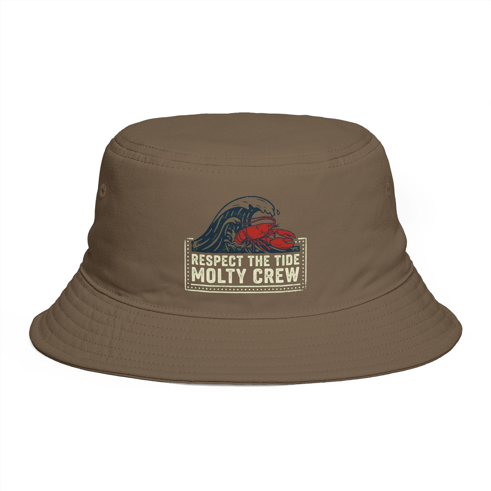 Respect The Tide Molty Crew Bucket Hat — Retro Surf Patch
