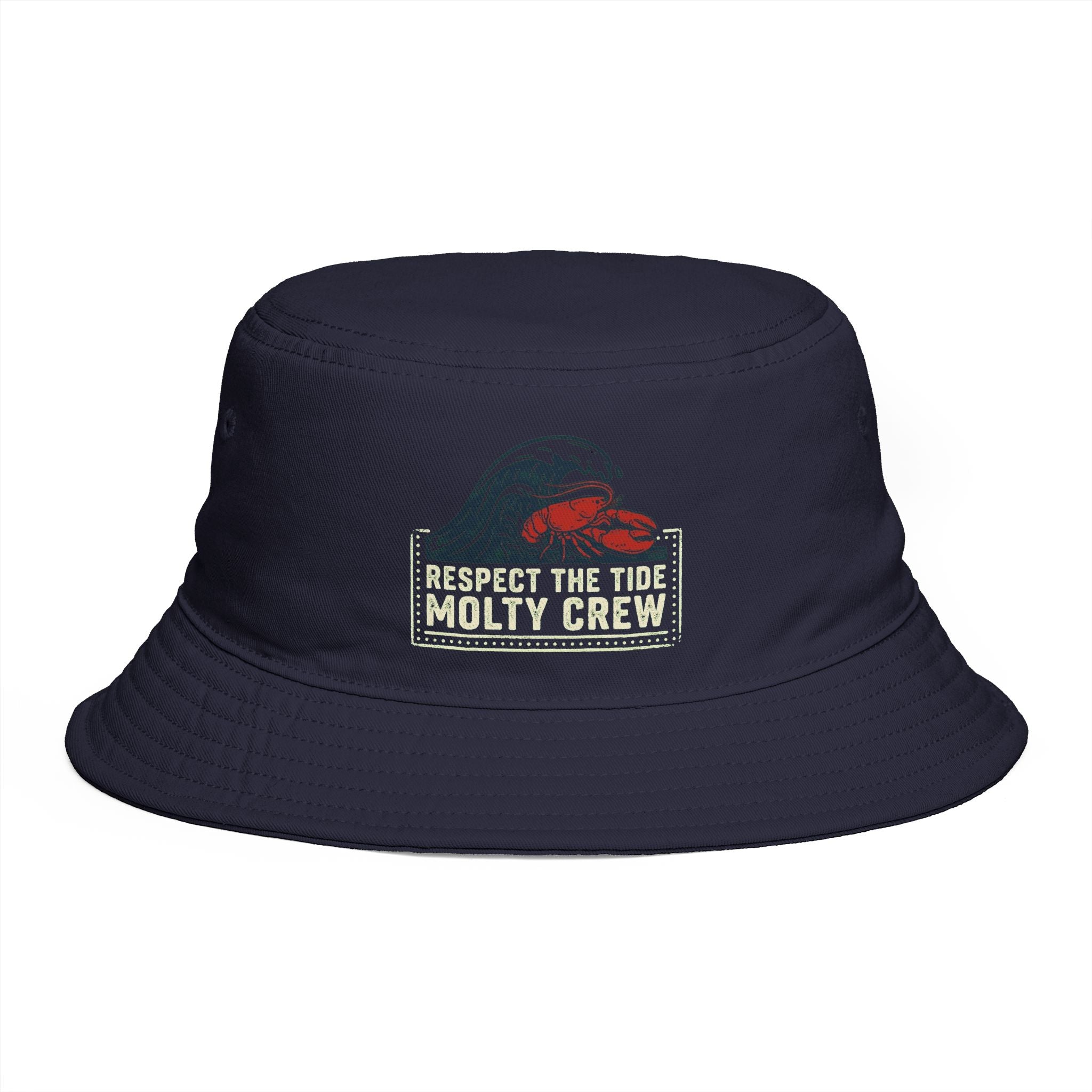 Respect The Tide Molty Crew Bucket Hat — Retro Surf Patch