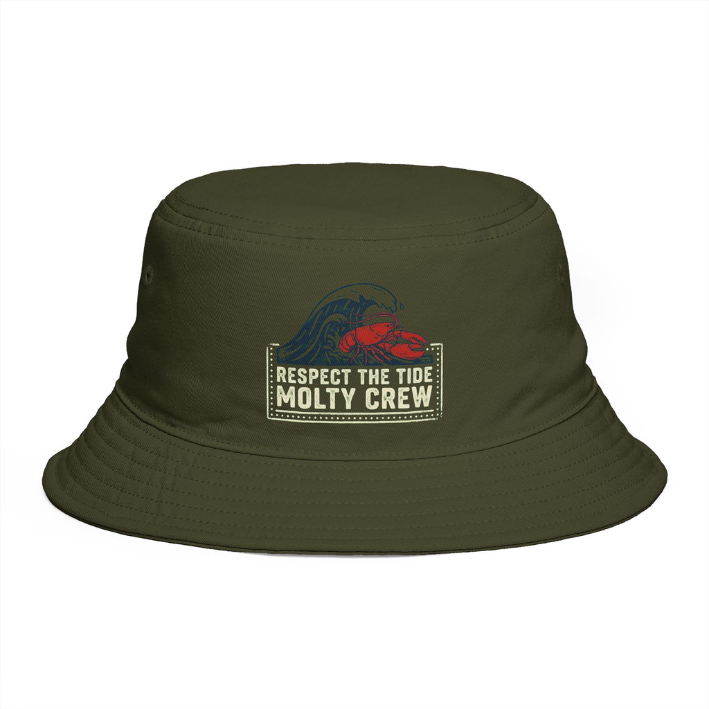 Respect The Tide Molty Crew Bucket Hat — Retro Surf Patch