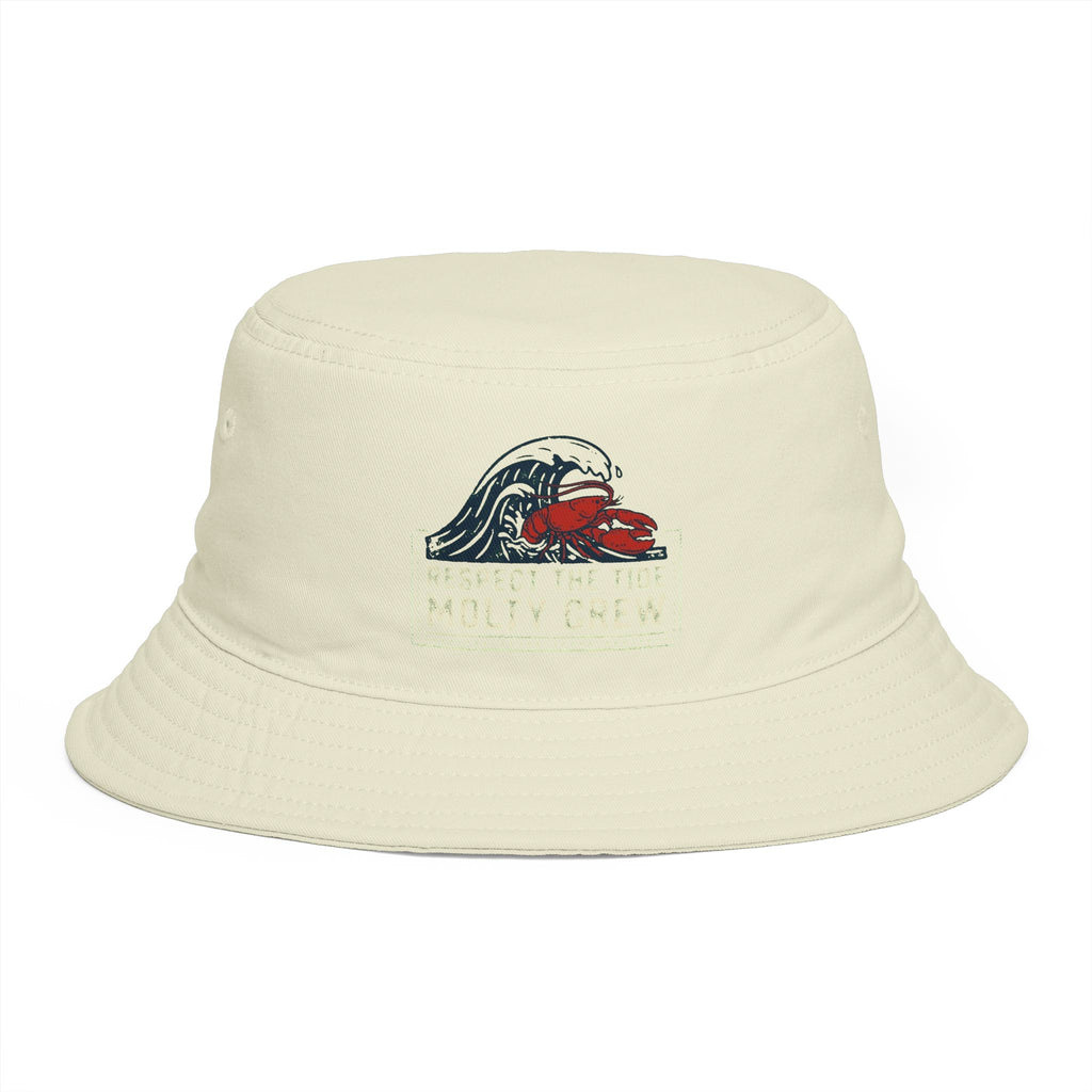 Respect The Tide Molty Crew Bucket Hat — Retro Surf Patch