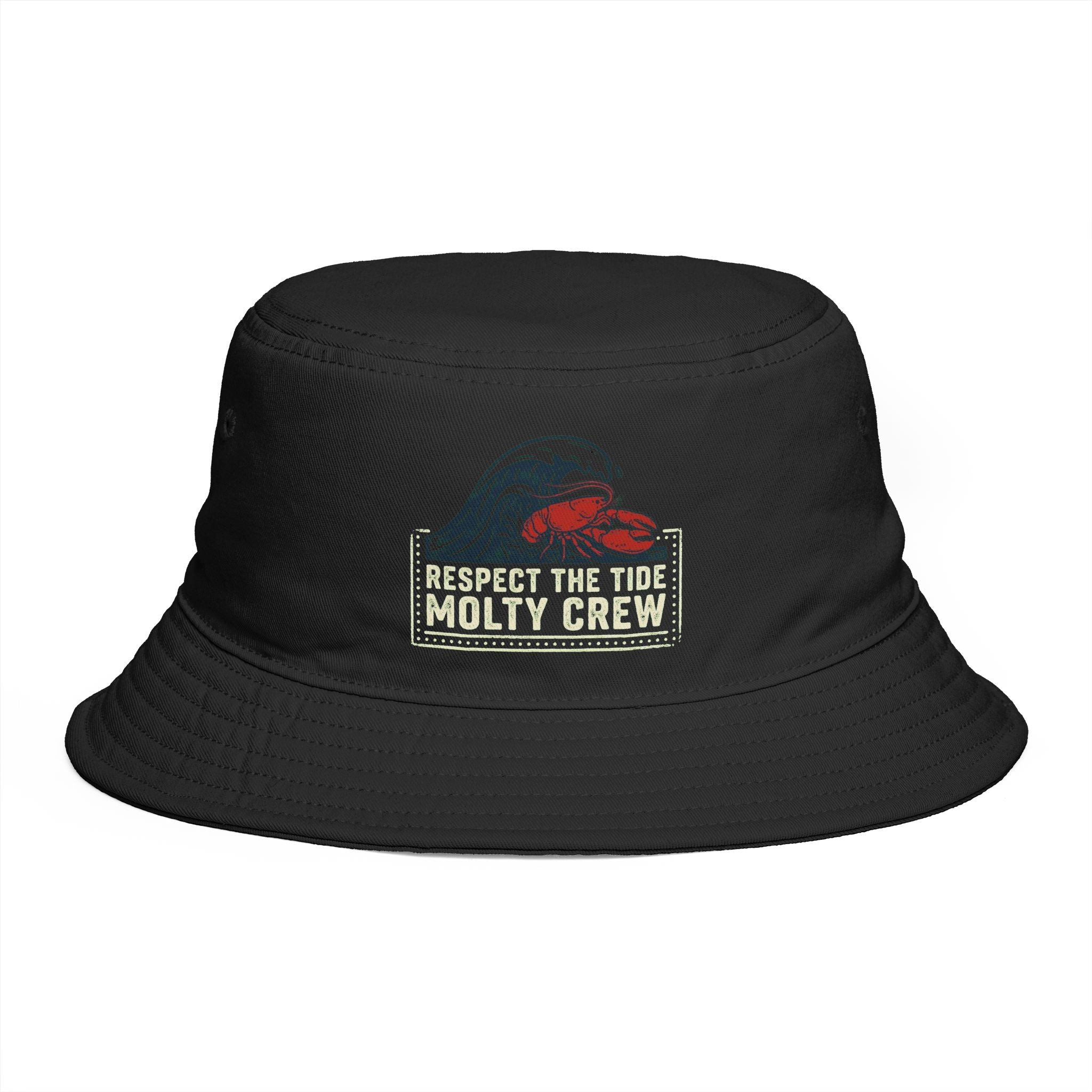 Respect The Tide Molty Crew Bucket Hat — Retro Surf Patch